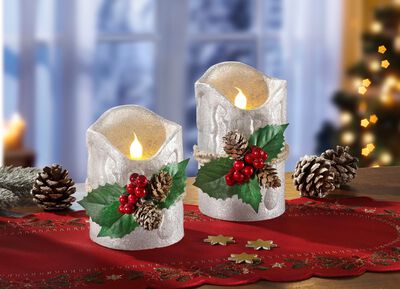 Echte waskaarsen met led, set van 2 