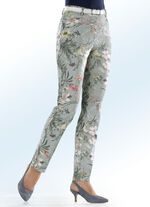 Broek met opvallende strepen en bloemmotief KHAKI-ECRU