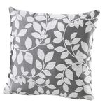 Kussenhoes met een mooi bladmotief GRIJS-WIT