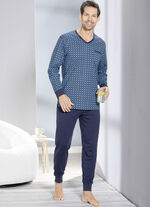 Pyjama, met V-hals en ribboorden 