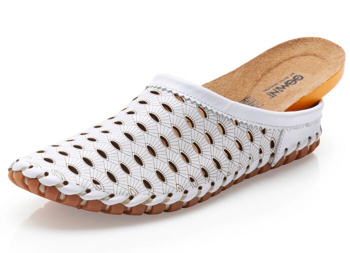 Gemini, zomerse damessabot, breedte G, met uitneembaar voetbed WIT