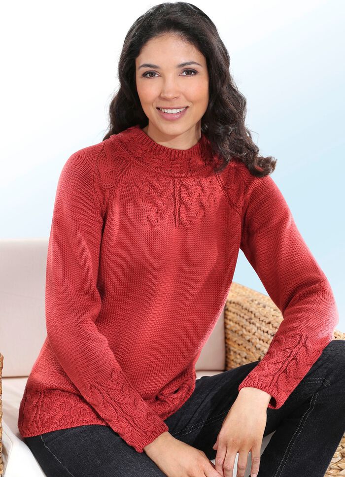 Trui van een structuurmix ZEGELROOD