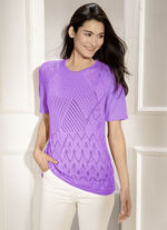 Trui met ajourmix en fijne structuren LAVENDEL