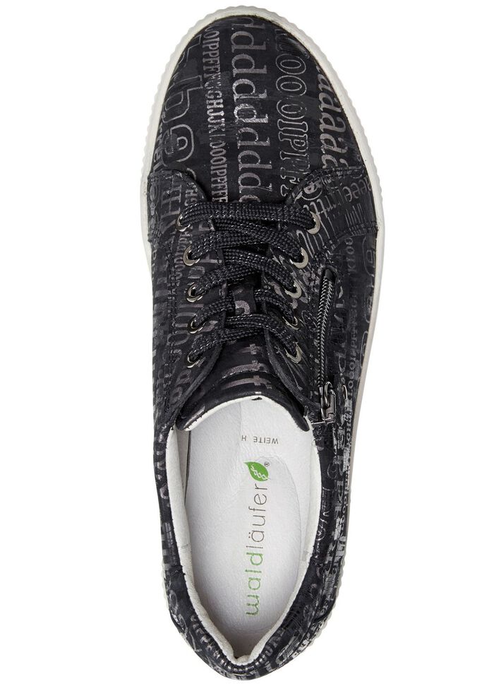 Waldl&auml;ufer veterschoen van glanzend bedrukt nubuckleer ZWART-BRONS