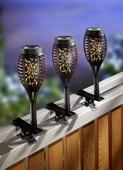 Zaklamp op zonne-energie, set van 3, om vast te klemmen of in te steken 