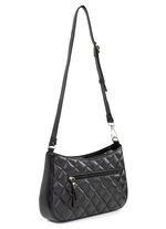 Laurina tas met trendy quilting en decoratieve klinknagels ZWART