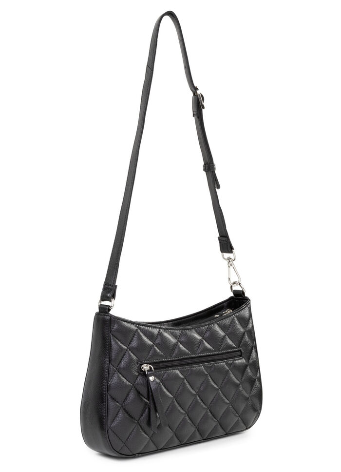 Laurina tas met trendy quilting en decoratieve klinknagels ZWART