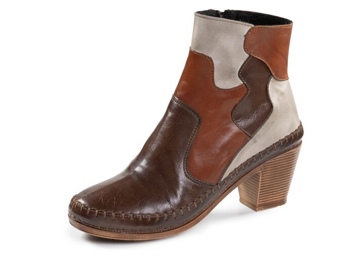 Gemini, modieuze dames enkellaarsjes, winterschoenen, breedte G, met rits BRUIN-KIEZEL