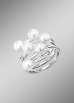 3-rijige damesring met parels en synthetische zirkonia 