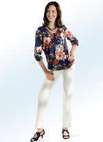 Broek met mooie biezenversiering ECRU