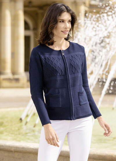 Cardigan in een mix van structuurpatronen 