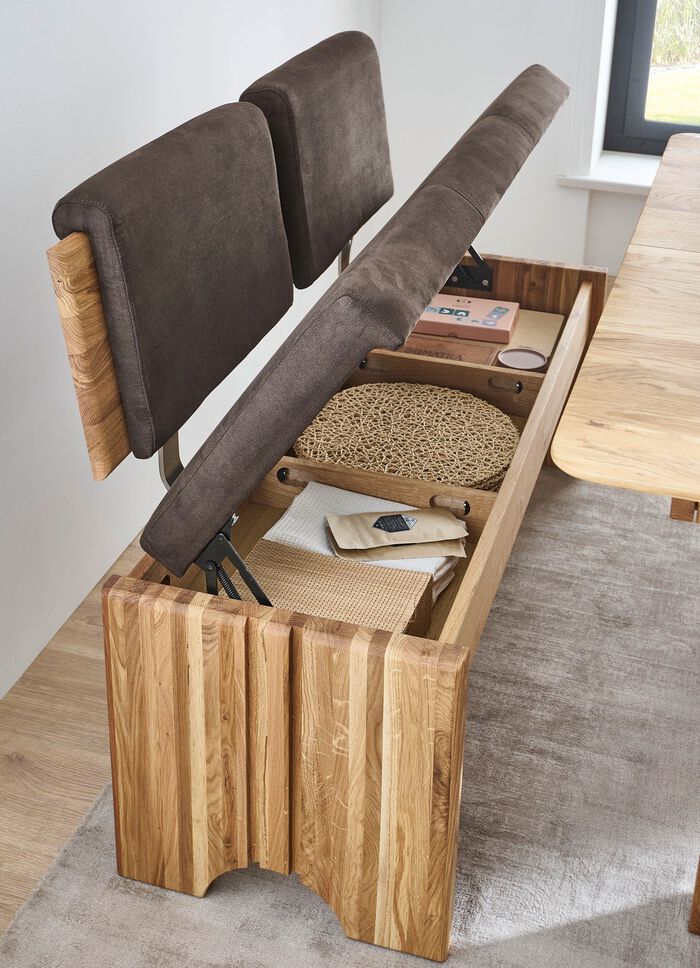 Bankstel met frame van massief, geolied eikenhout 