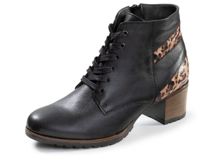 ELENA EDEN, trendy dames enkellaarsjes, breedte G, met uitneembaar voetbed ZWARTBRUIN