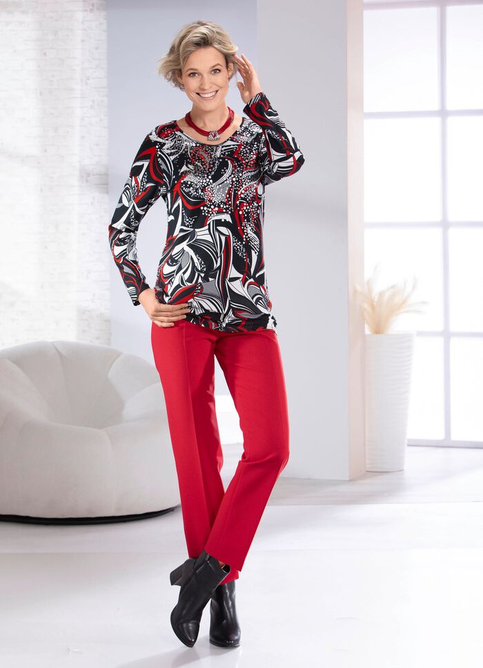 Shirt met ronde V-hals 