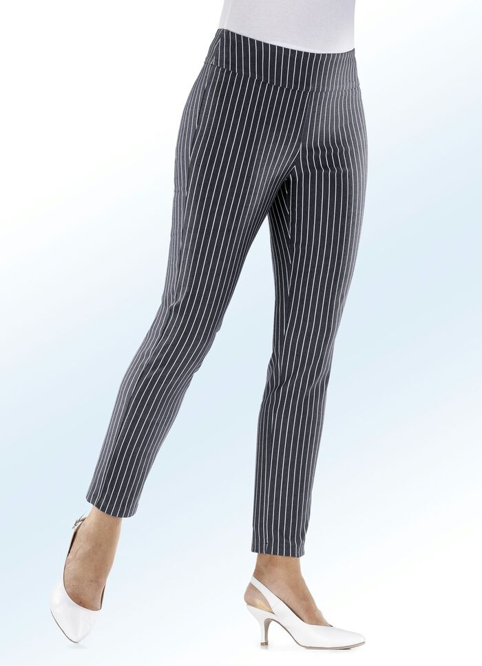 Broek met modieus streepjesmotief 