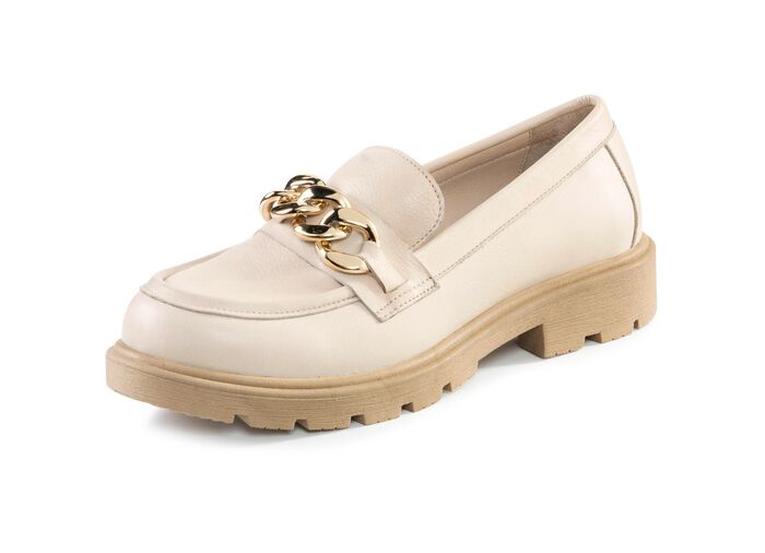 Andrea Conti loafers met een elegante decoratieve ketting BEIGE