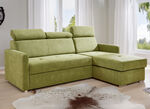 Hoekbank met slaapfunctie, met links of rechts monteerbare ligbank GROEN