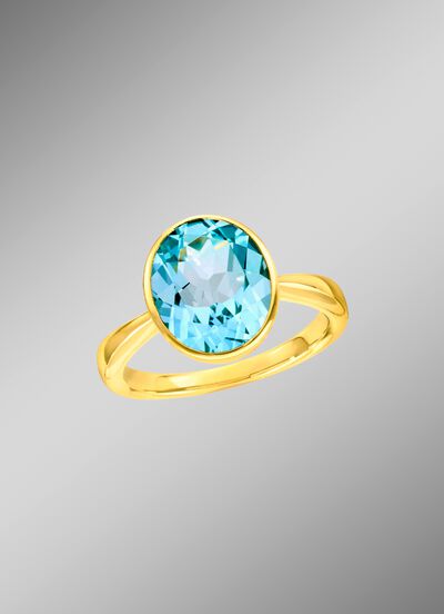 Damesring met blauwe topaas 