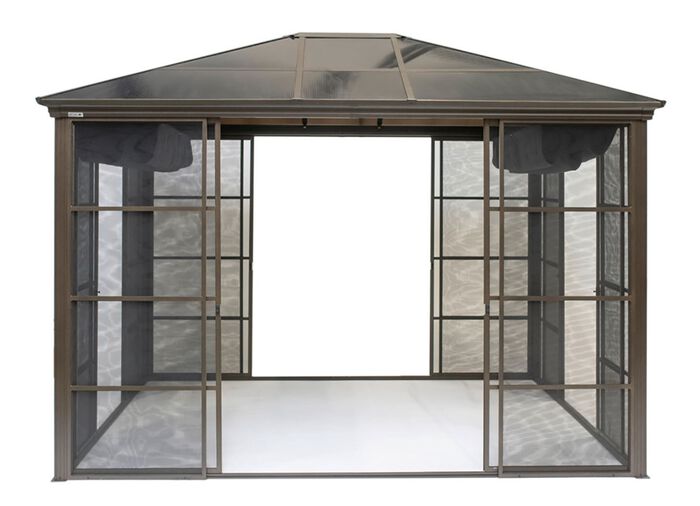 SOJAG aluminium paviljoen Castel in een elegante bronskleur 