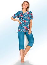 Set van twee pyjama's met gebogen manchetten en knoopsluiting 