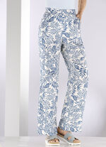 Broek in modieuze breedte ECRU-BLAU