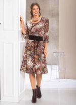 Jurk met glanzende gekleurde inkjetprint 