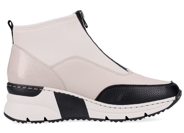 Rieker, stijlvolle dameslaarzen, breedte G, met rits ECRU-ZWART