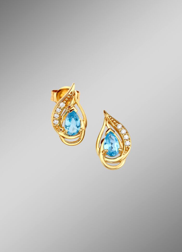 Oorbellen met echte blauwe topazen 