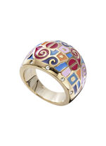 Damesring met moza&iuml;ekpatroon en kristallen 