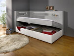 Boxspring met geïntegreerde LED-verlichting WIT-ZILVER