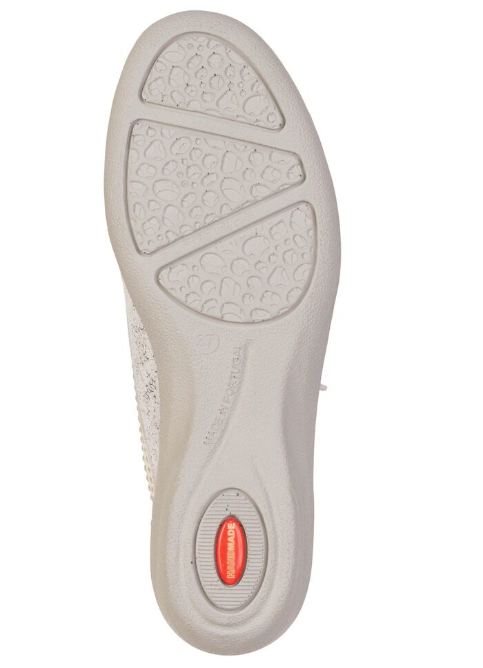 ELENA EDEN, comfortabele damespantoffels, breedte G, met uitneembaar voetbed ECRU-SILBER