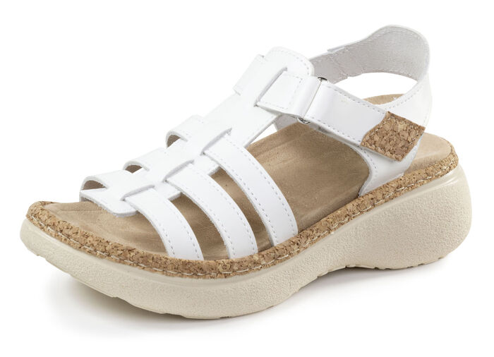Sandaal met beugelband en kurkgarnituur WIT