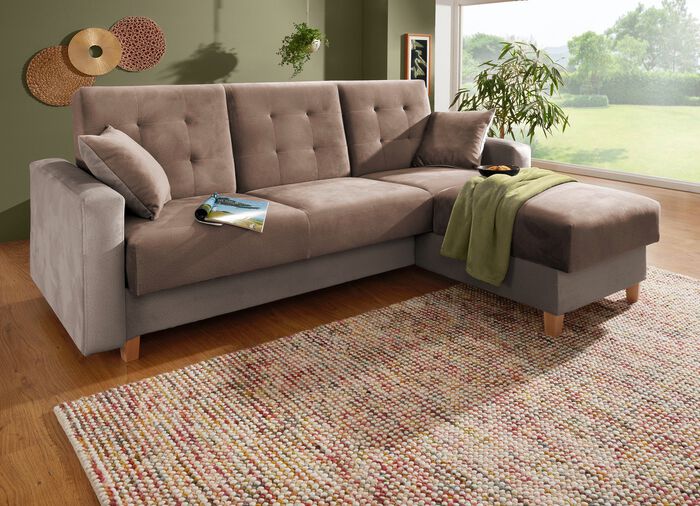 Gestoffeerde hoek, Ottomaanse. rechts CR&Egrave;MEBEIGE