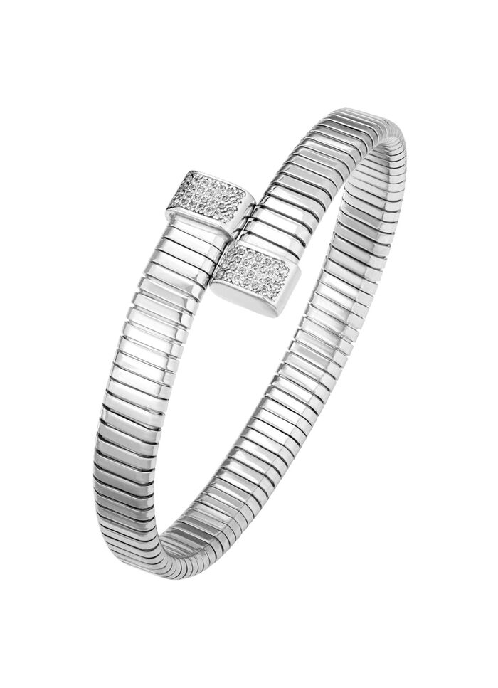 Platte Omega armband met synth. zirkonia 