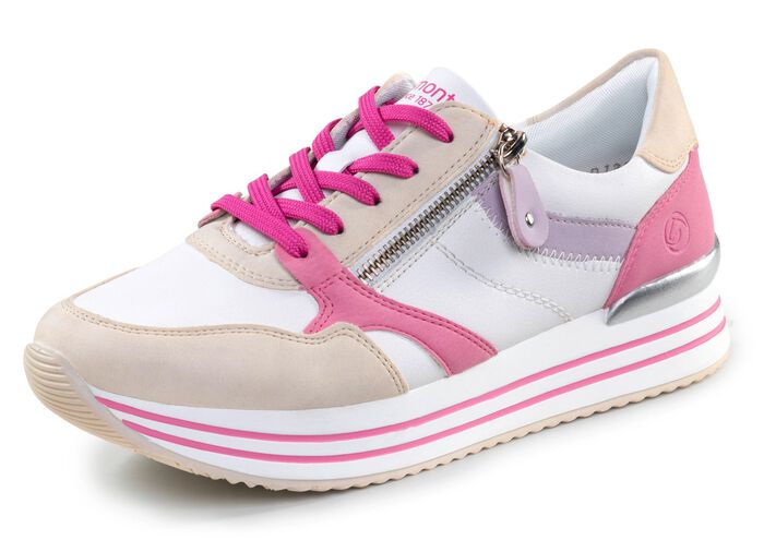 Remonte veterschoenen gemaakt van nappaleer CR&Egrave;ME-KLEURIG