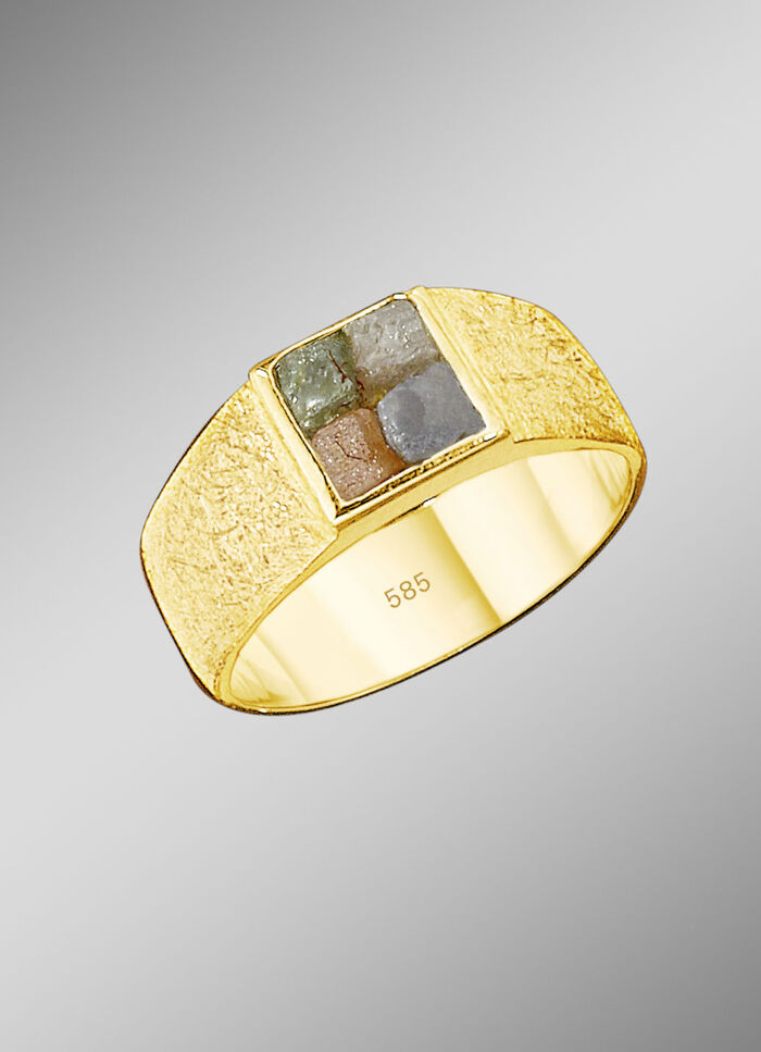 Elegante partnerring met 4 ruwe diamanten 