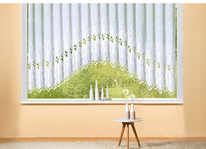 C-boog-vitrage met hoogwaardig Plauener kant 