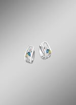 Creolen met blauwe topaas, bewaard gebleven, echte peridoot en synthetische zirkonia 