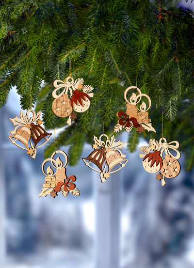 Boomhanger van hout, set van 6 stuks 