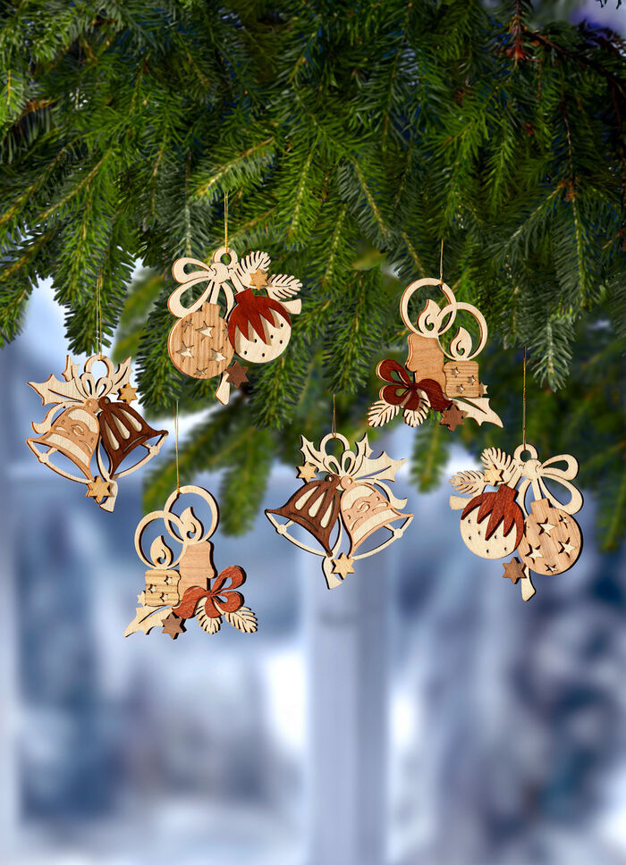 Boomhanger van hout, set van 6 stuks 