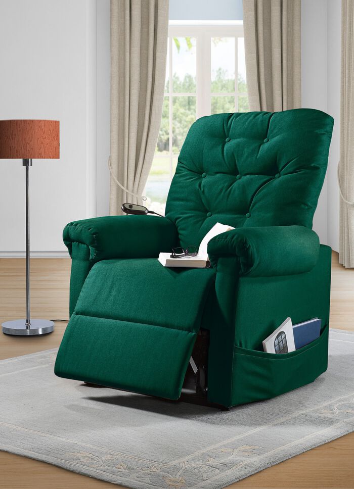 Tv-fauteuil met motor en opstahulp DONKERGROEN
