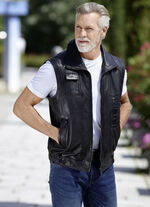 Leren vest met zakken 