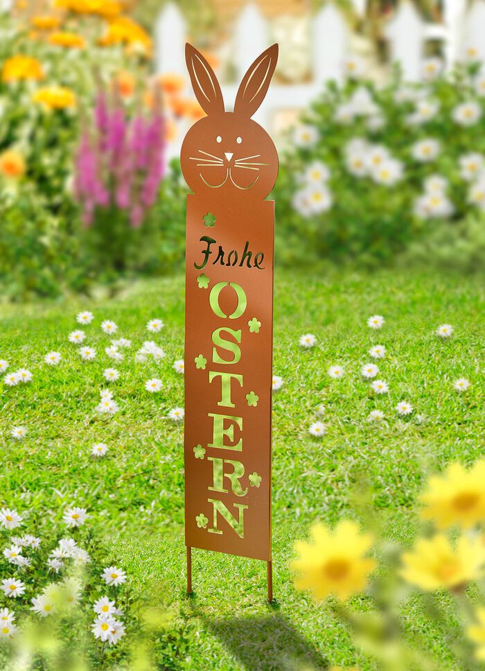 Tuinpaal van roestkleurig geverfd metaal 