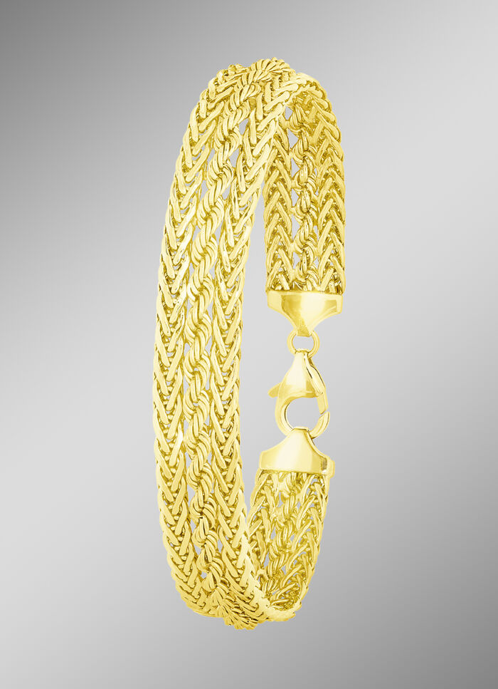 Armband, vlechtketting aan de buitenkant en koordketting aan de binnenkant, met sieradenkarabijnhaak 