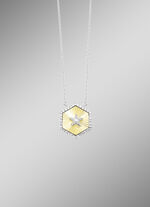 Bicolor collier met 1 briljant geslepen diamant en 36 diamanten 