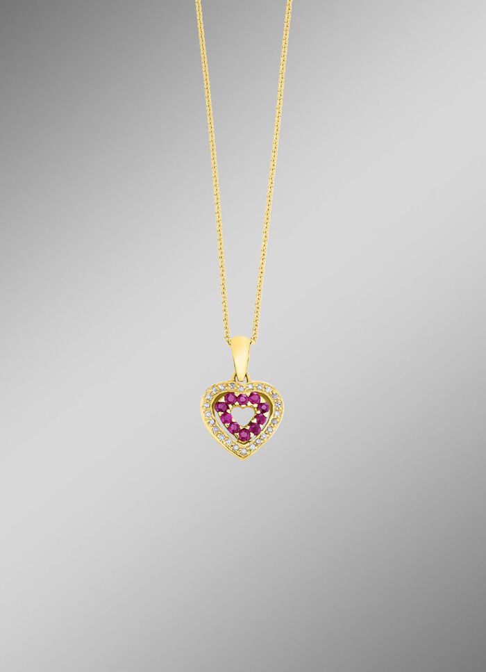 Hanger met synthetische zirkonia en rode sierstenen 