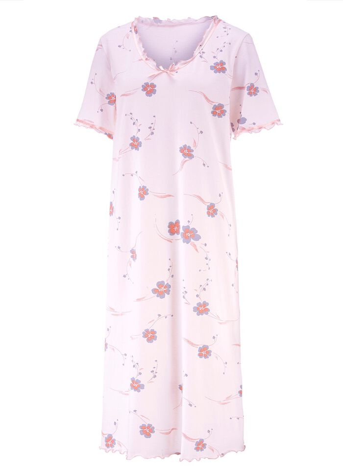 Nachthemd, korte mouwen met V-hals 