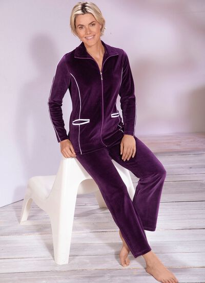 Vrijetijdspak met contrasterende biezen 