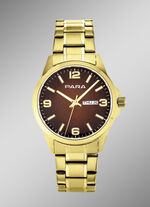 Para-quartz herenhorloge met stalen bandkast 