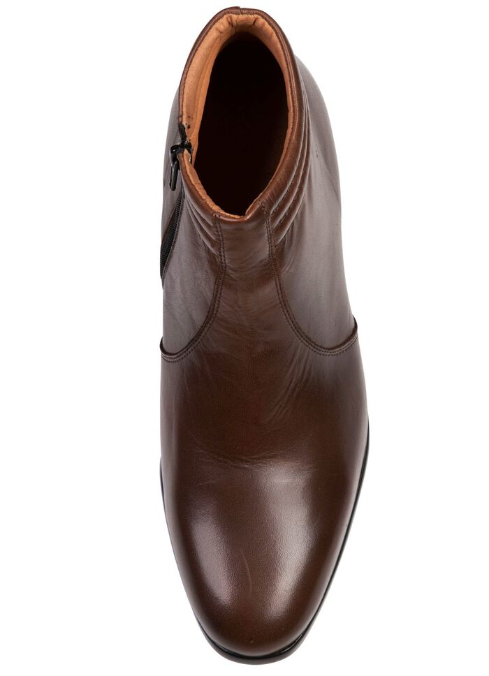 GINO GALANTE, elegante heren enkellaarsjes, met rits MOKKA